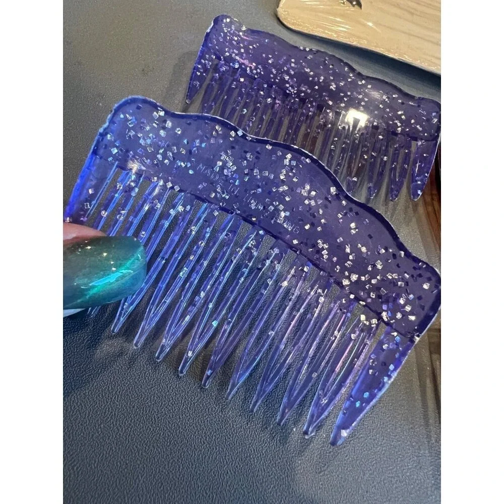 Mixed Lot of Vintage 1980s Plastic Side Hair‎ Combs, GOODY Glitter & Flowers